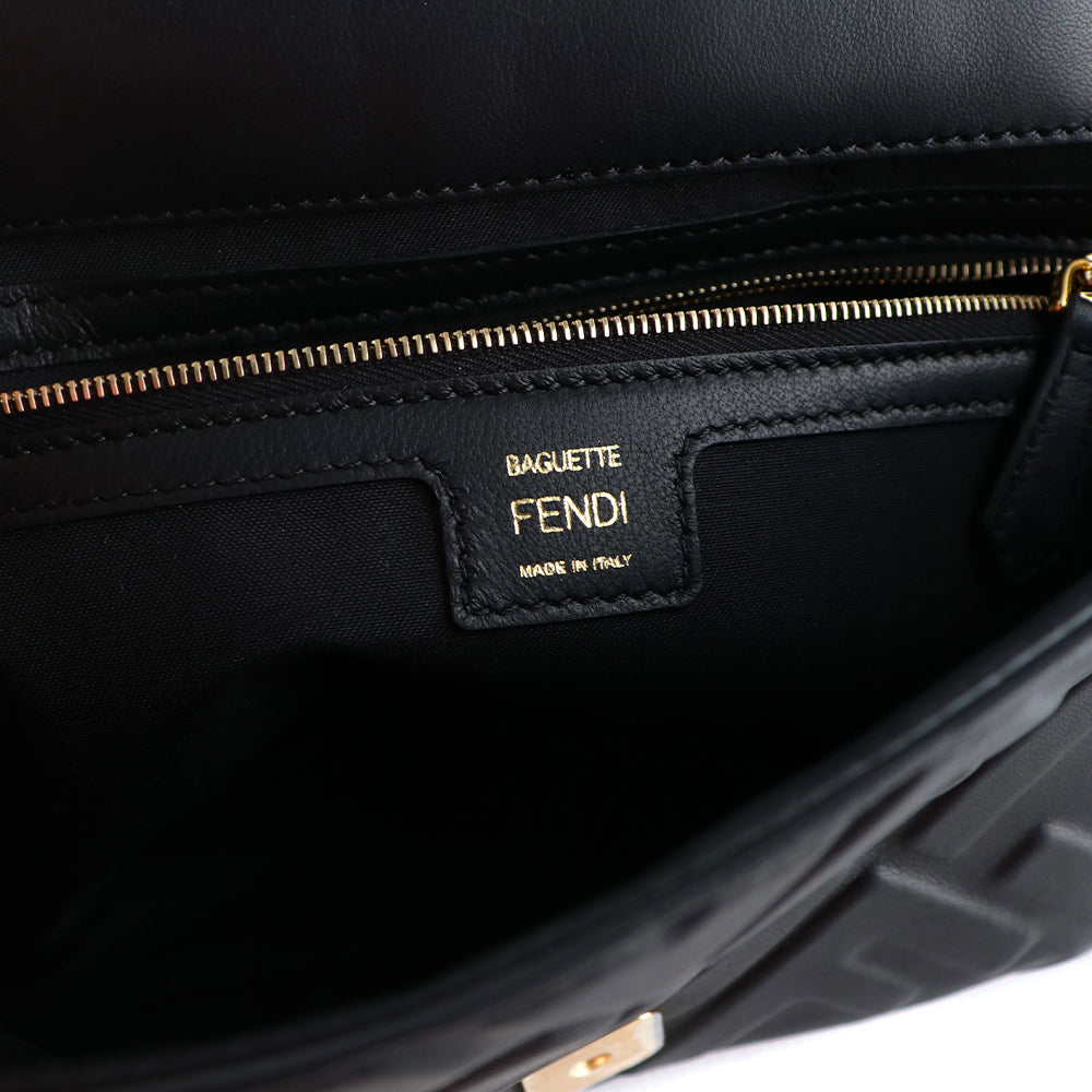 FENDI - Sac à bandoulière Baguette en cuir lisse noir