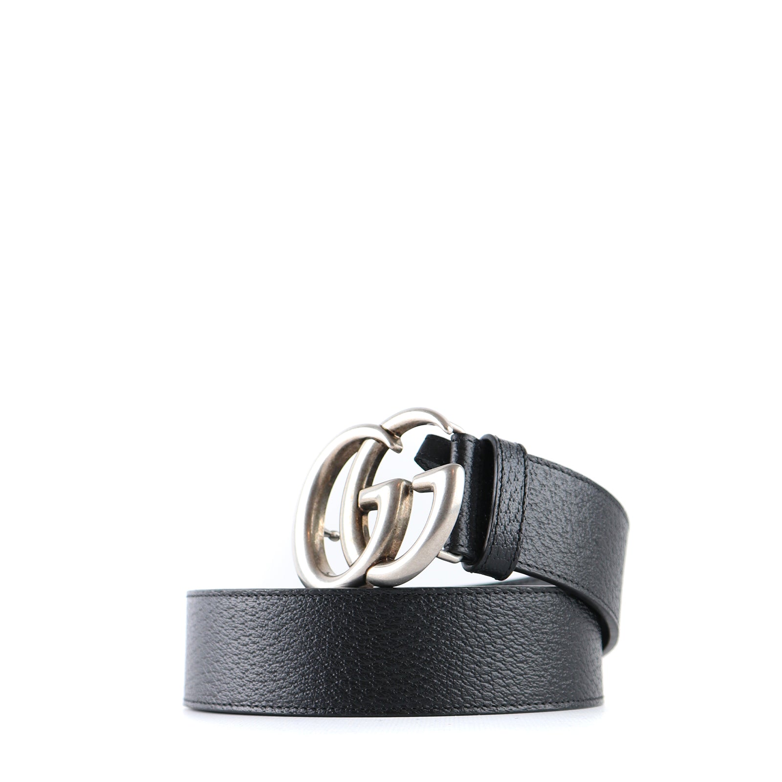 GUCCI - Ceinture GG Buckle en cuir grainé noir (T95)