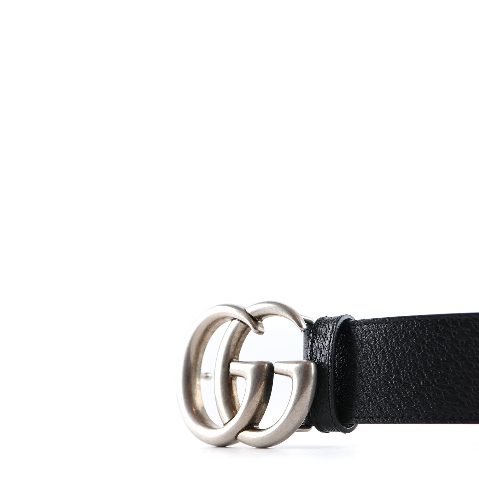 GUCCI - Ceinture GG Buckle en cuir grainé noir (T95)
