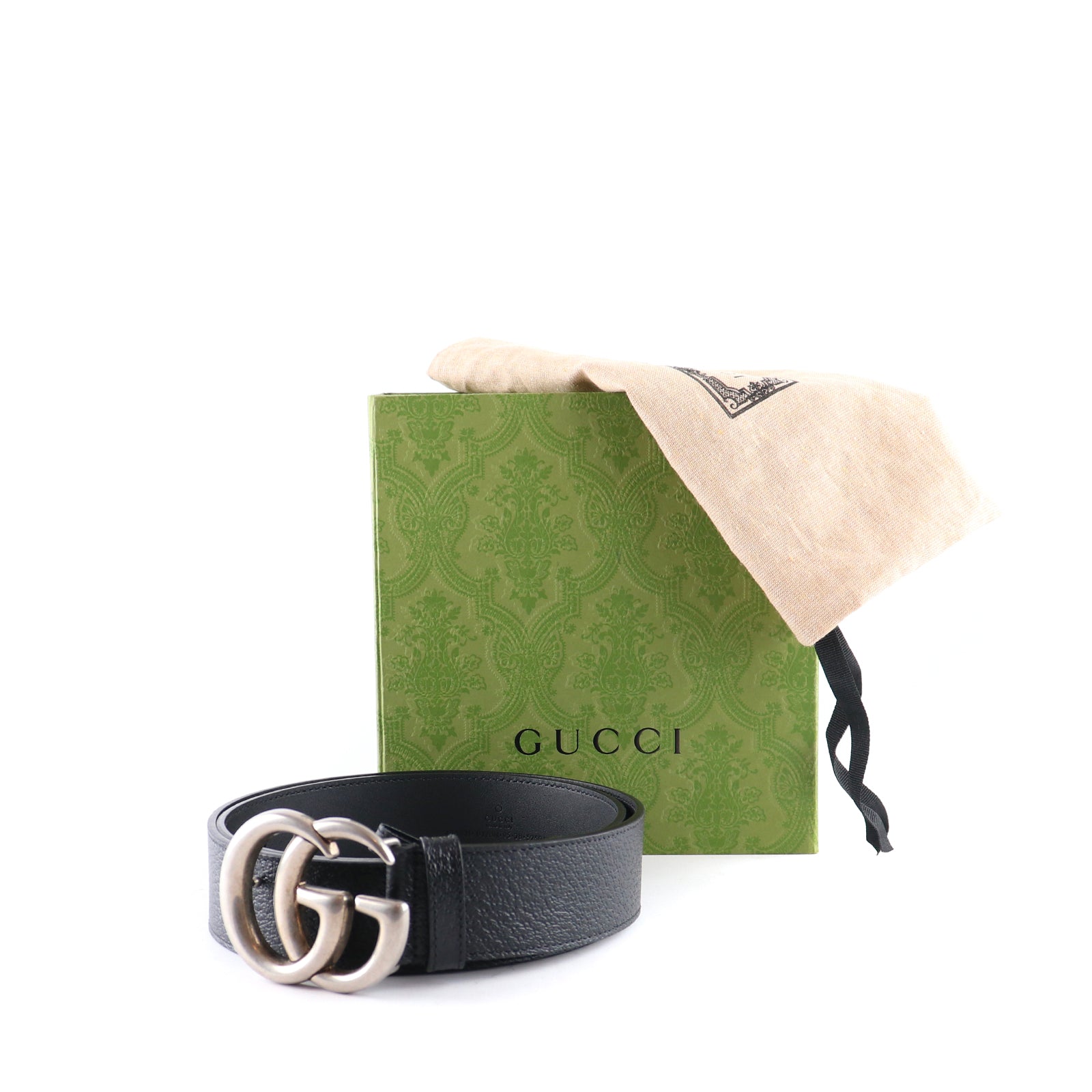 GUCCI - Ceinture GG Buckle en cuir grainé noir (T95)