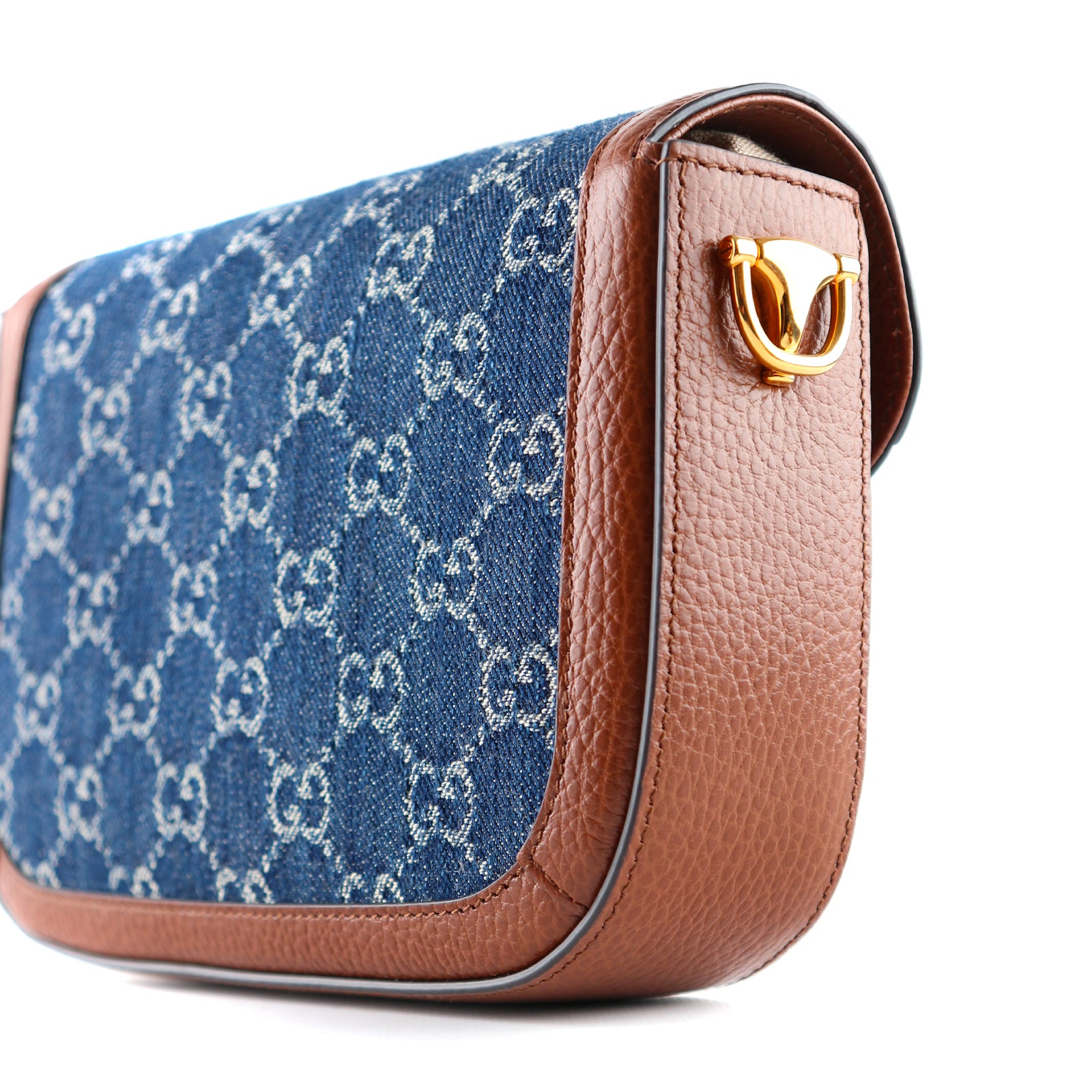 GUCCI - Horsebit 1955 denim shoulder bag