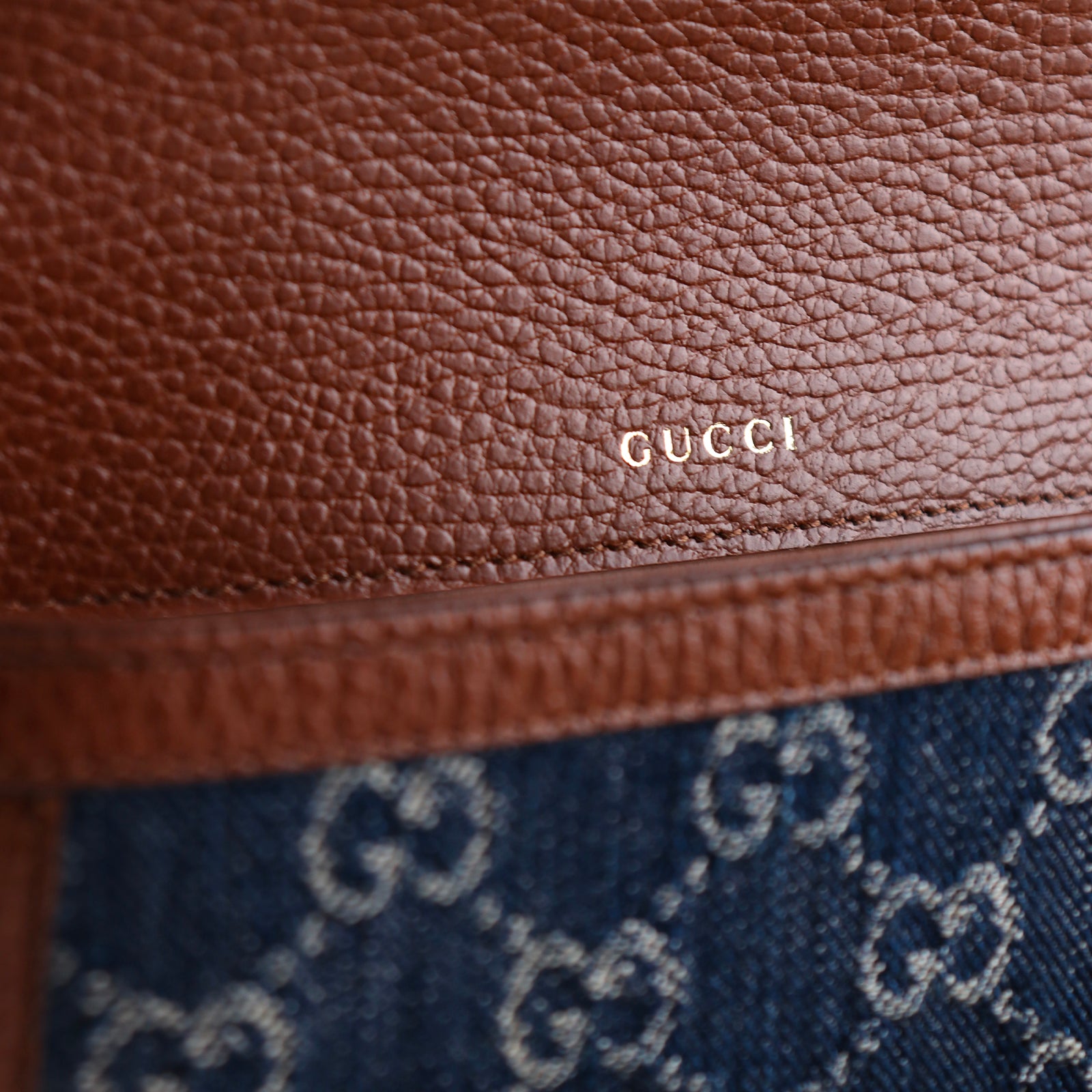 GUCCI - Horsebit 1955 denim shoulder bag