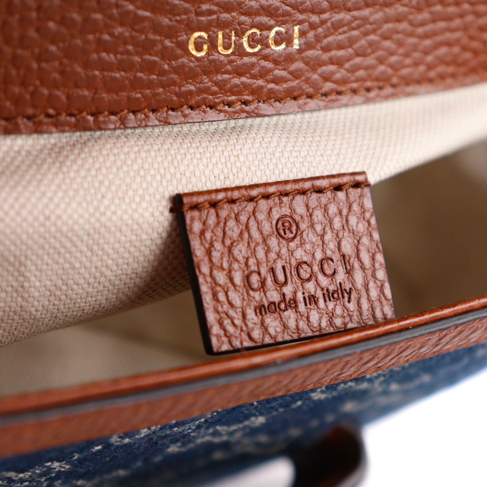 GUCCI - Horsebit 1955 denim shoulder bag