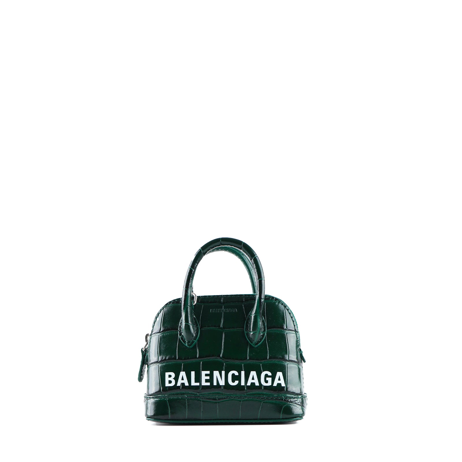 BALENCIAGA - Ville mini shoulder bag in green croc-embossed leather