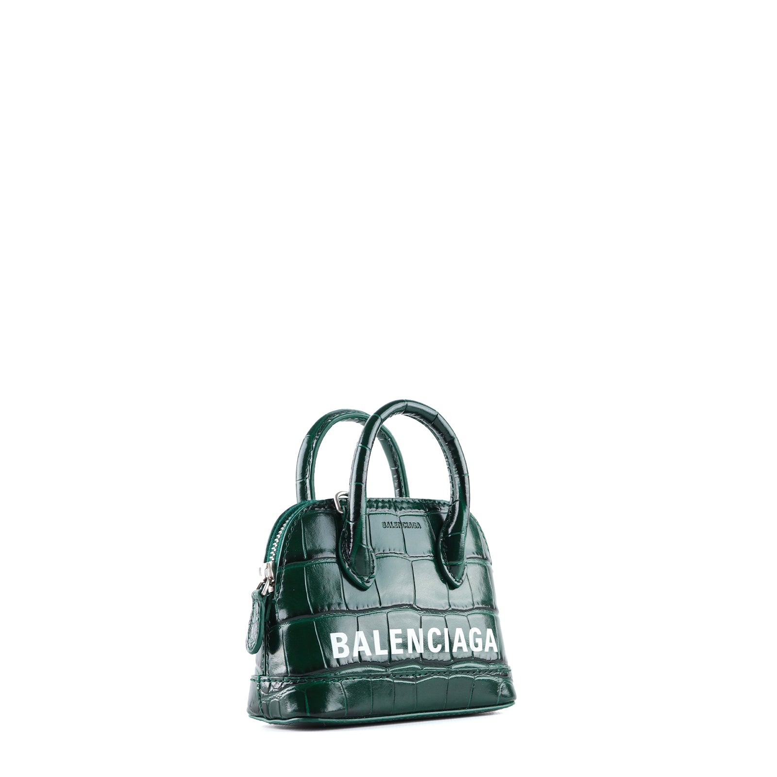 BALENCIAGA - Ville mini shoulder bag in green croc-embossed leather