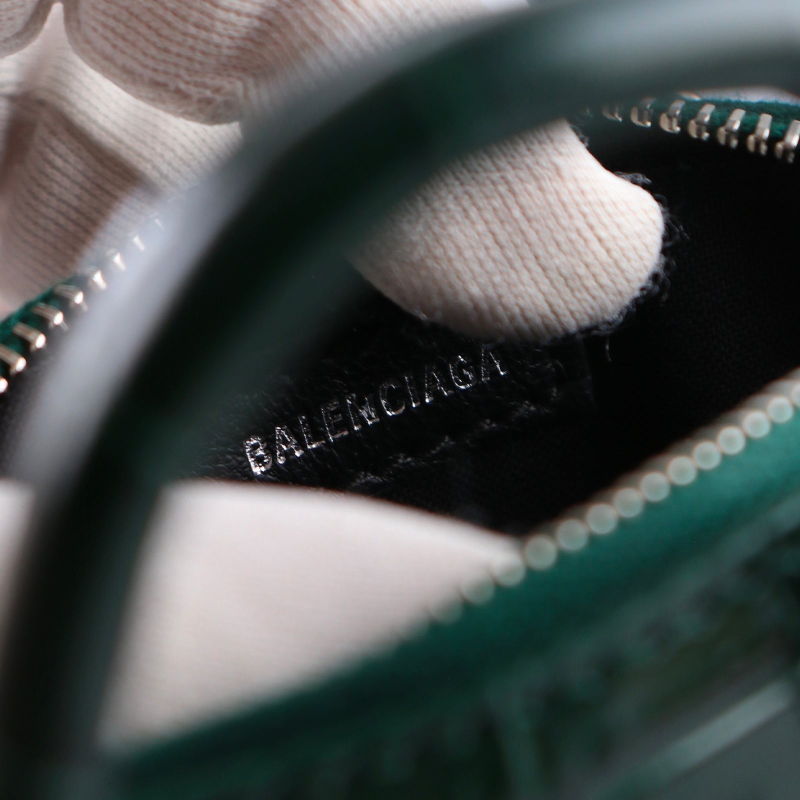 BALENCIAGA - Ville mini shoulder bag in green croc-embossed leather