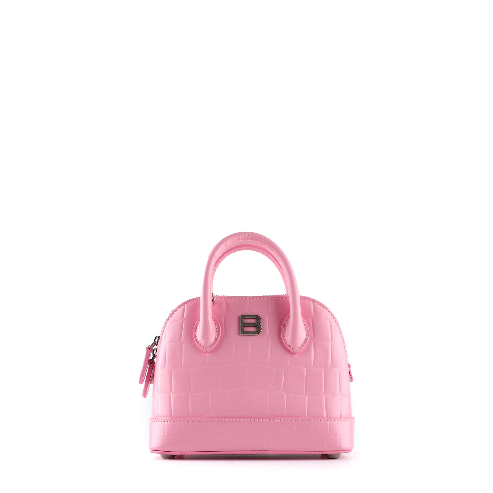BALENCIAGA - Ville shoulder bag in pink crocodile-embossed leather