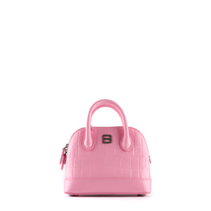 BALENCIAGA - Ville shoulder bag in pink crocodile-embossed leather
