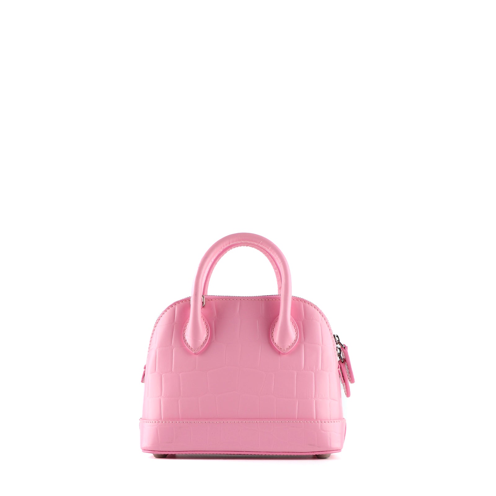 BALENCIAGA - Ville shoulder bag in pink crocodile-embossed leather