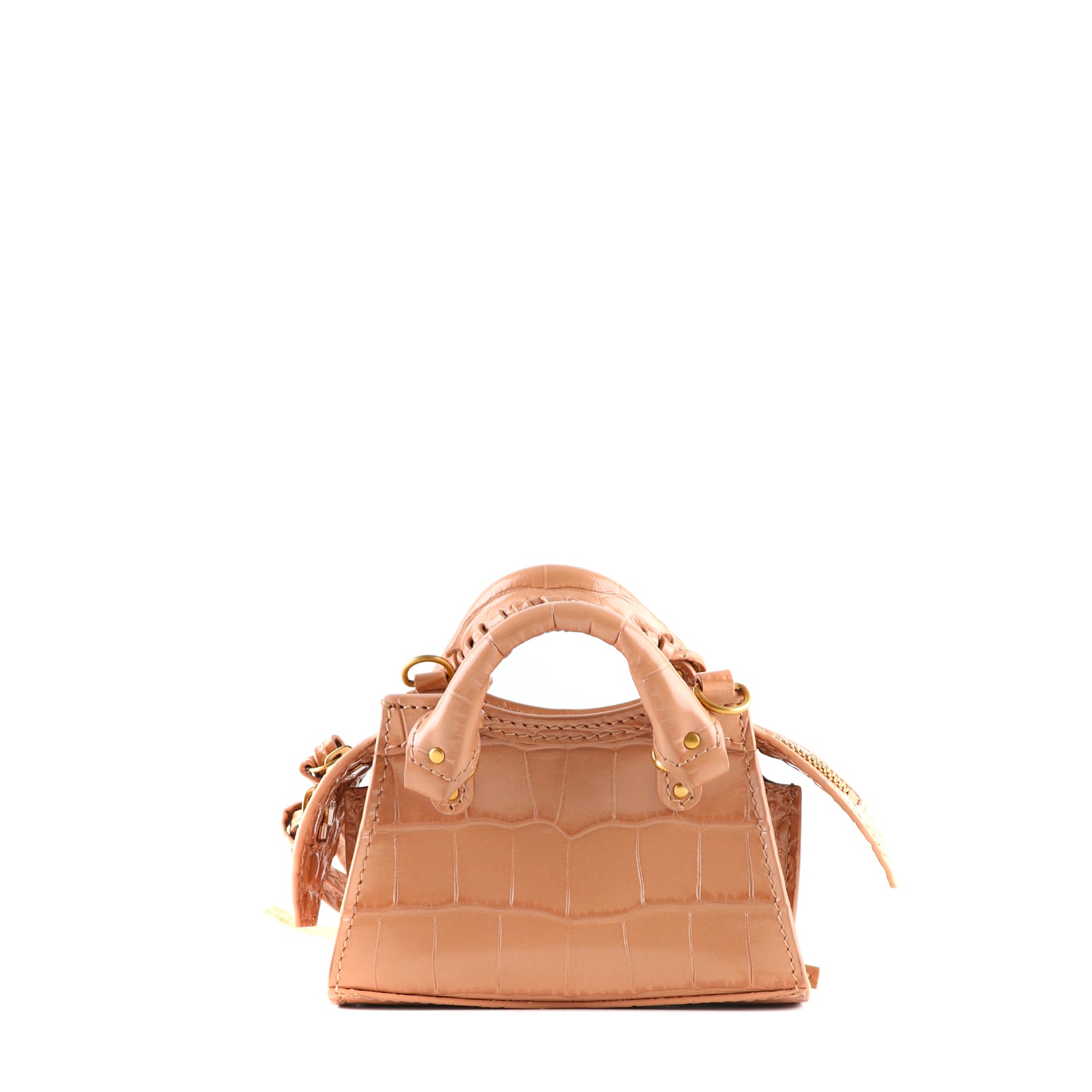 BALENCIAGA - Sac à bandoulière Neo Classic mini en cuir embossé croco marron
