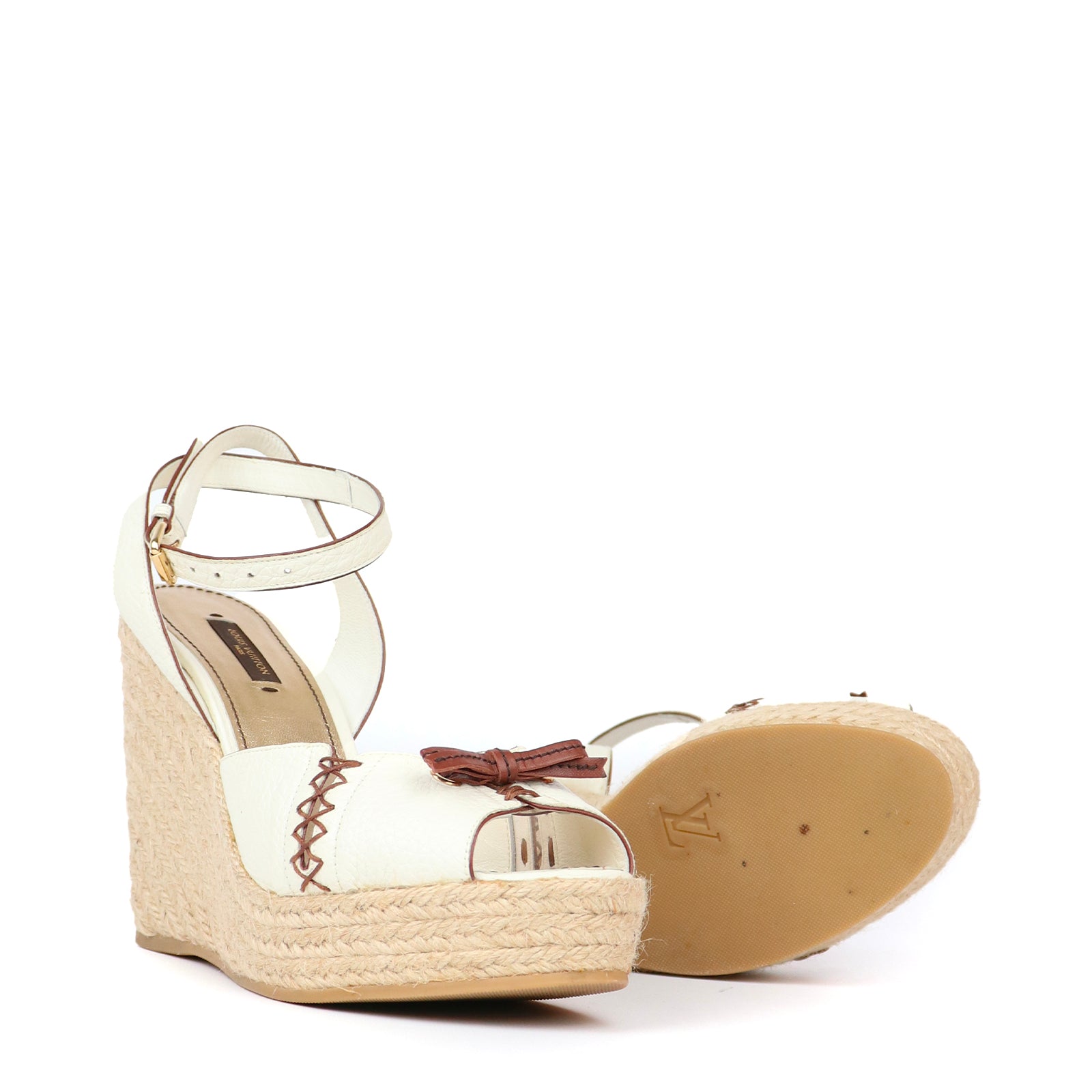 LOUIS VUITTON - Sandales compensées en cuir (T39)