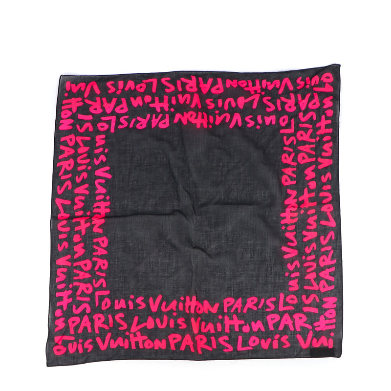 LOUIS VUITTON - Carré 45 en coton Graffiti Stephen Sprouse