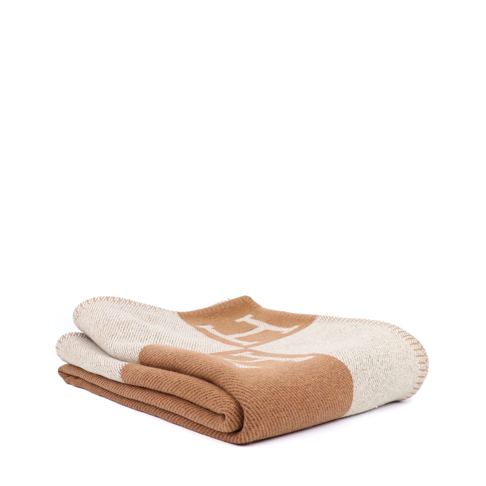 HERMÈS - Jeté de canapé Avalon marron