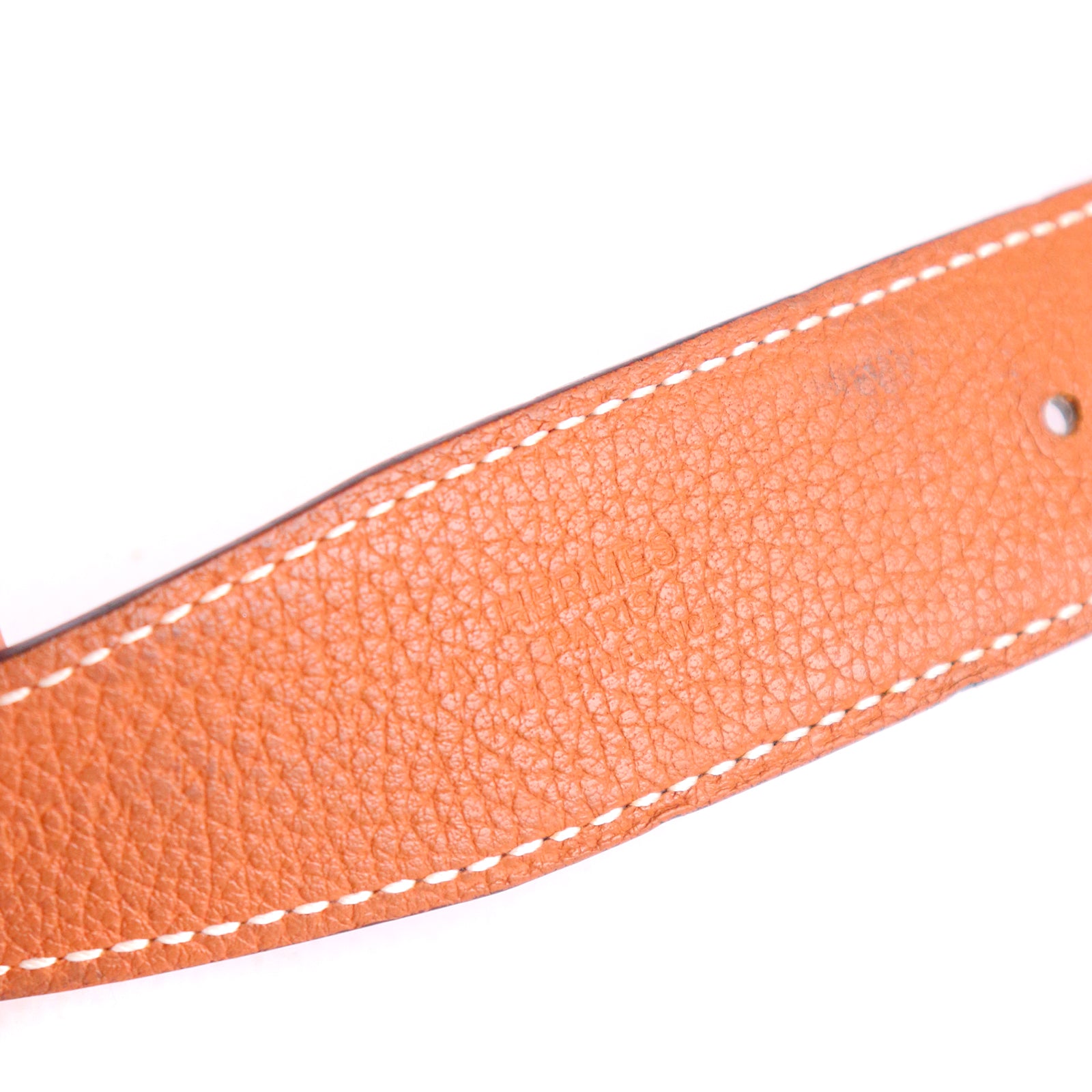 HERMÈS - Ceinture réversible en cuir avec boucle argentée (T100)