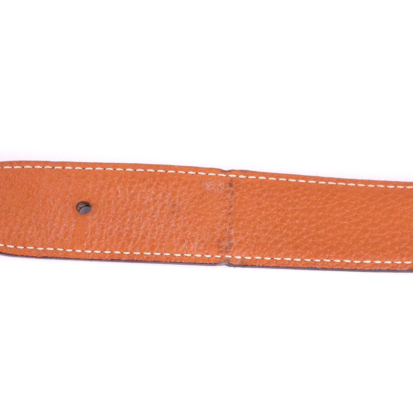 HERMÈS - Ceinture réversible en cuir avec boucle argentée (T100)