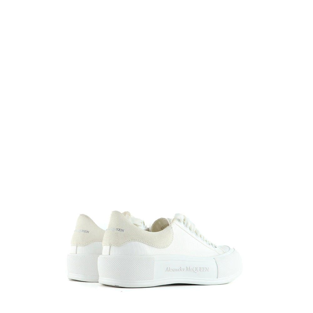 ALEXANDER MCQUEEN - Deck sneakers in white canvas (T38.5)