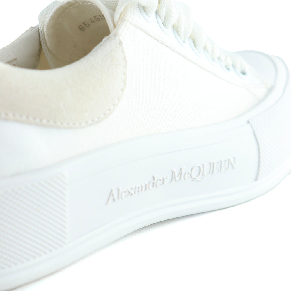 ALEXANDER MCQUEEN - Deck sneakers in white canvas (T38.5)