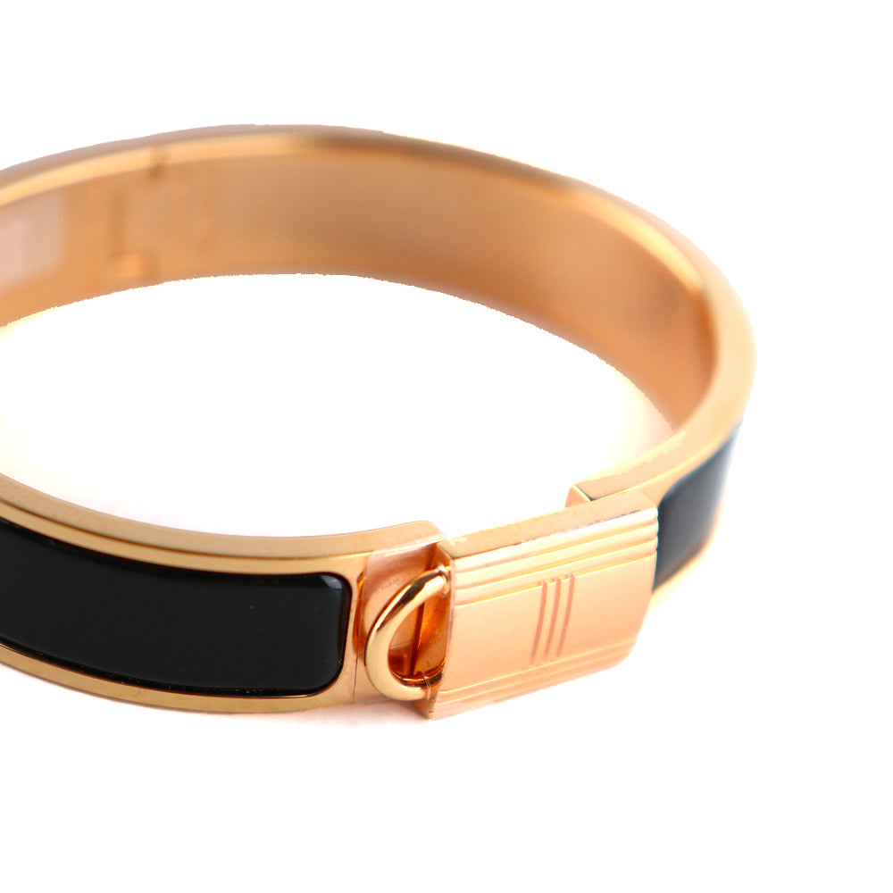 HERMÈS - Bracelet Clic Cadenas noir et rose gold