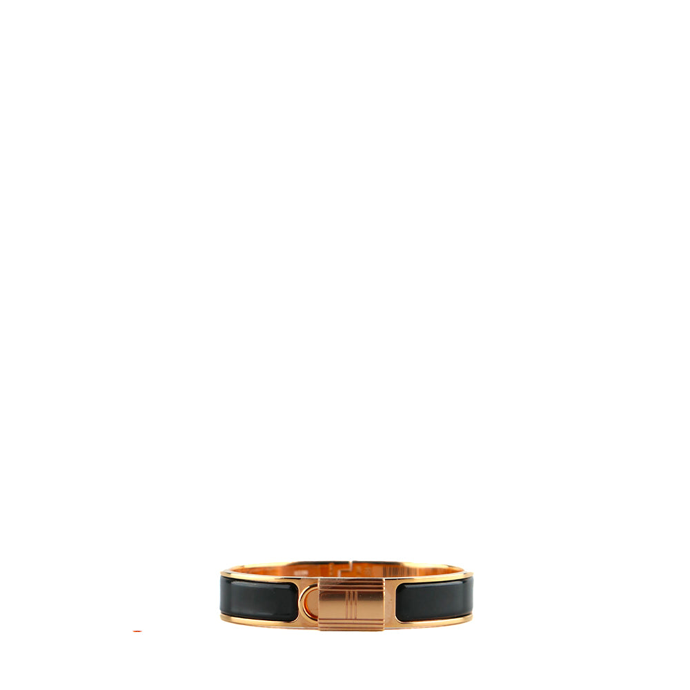HERMÈS - Bracelet Clic Cadenas noir et rose gold