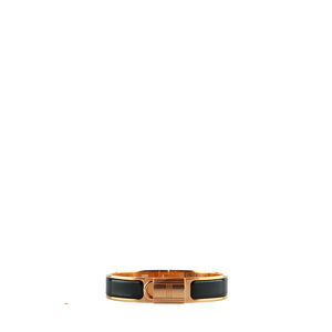 HERMÈS - Black and rose gold Clic Cadenas bracelet