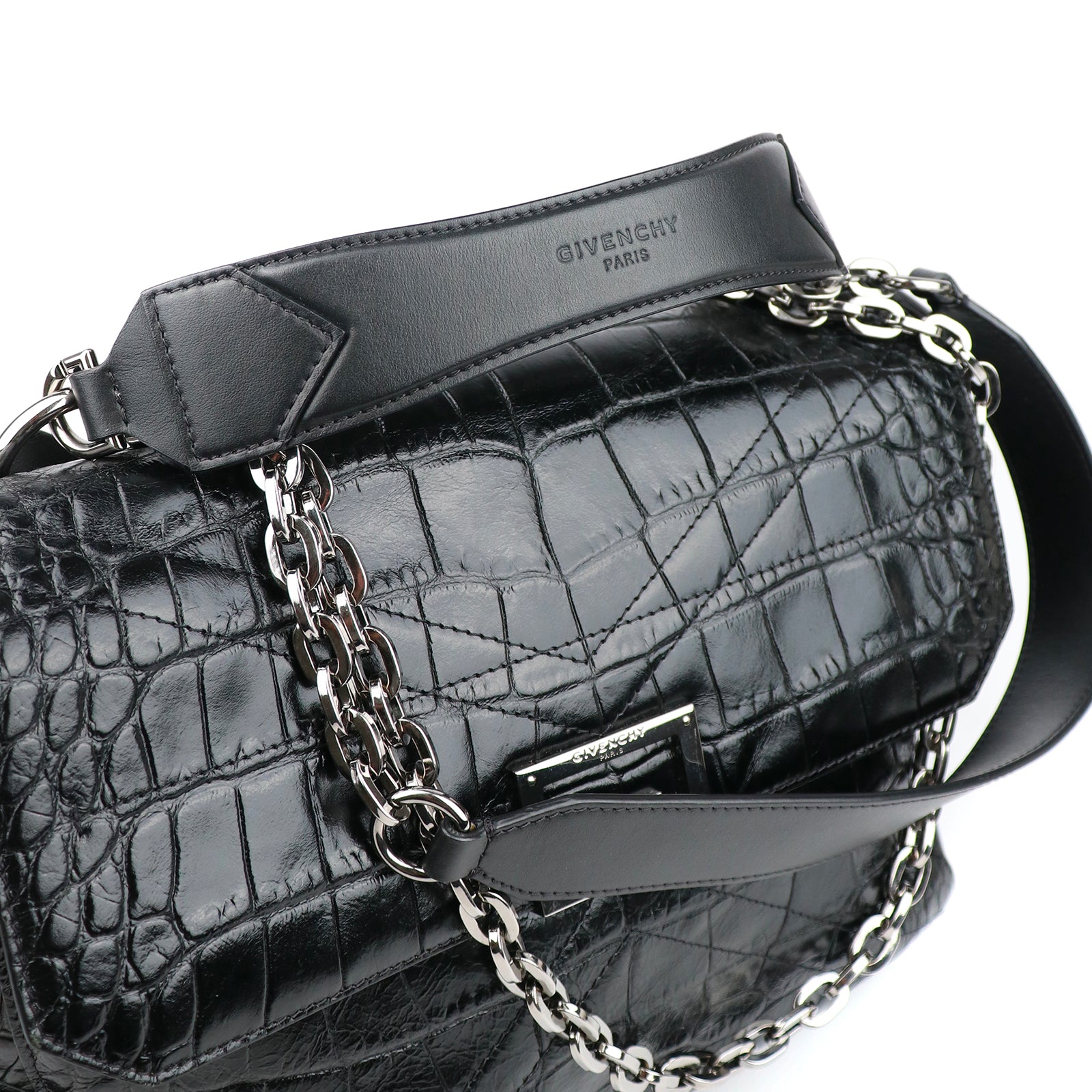 GIVENCHY - Sac à bandoulière en cuir embossé croco