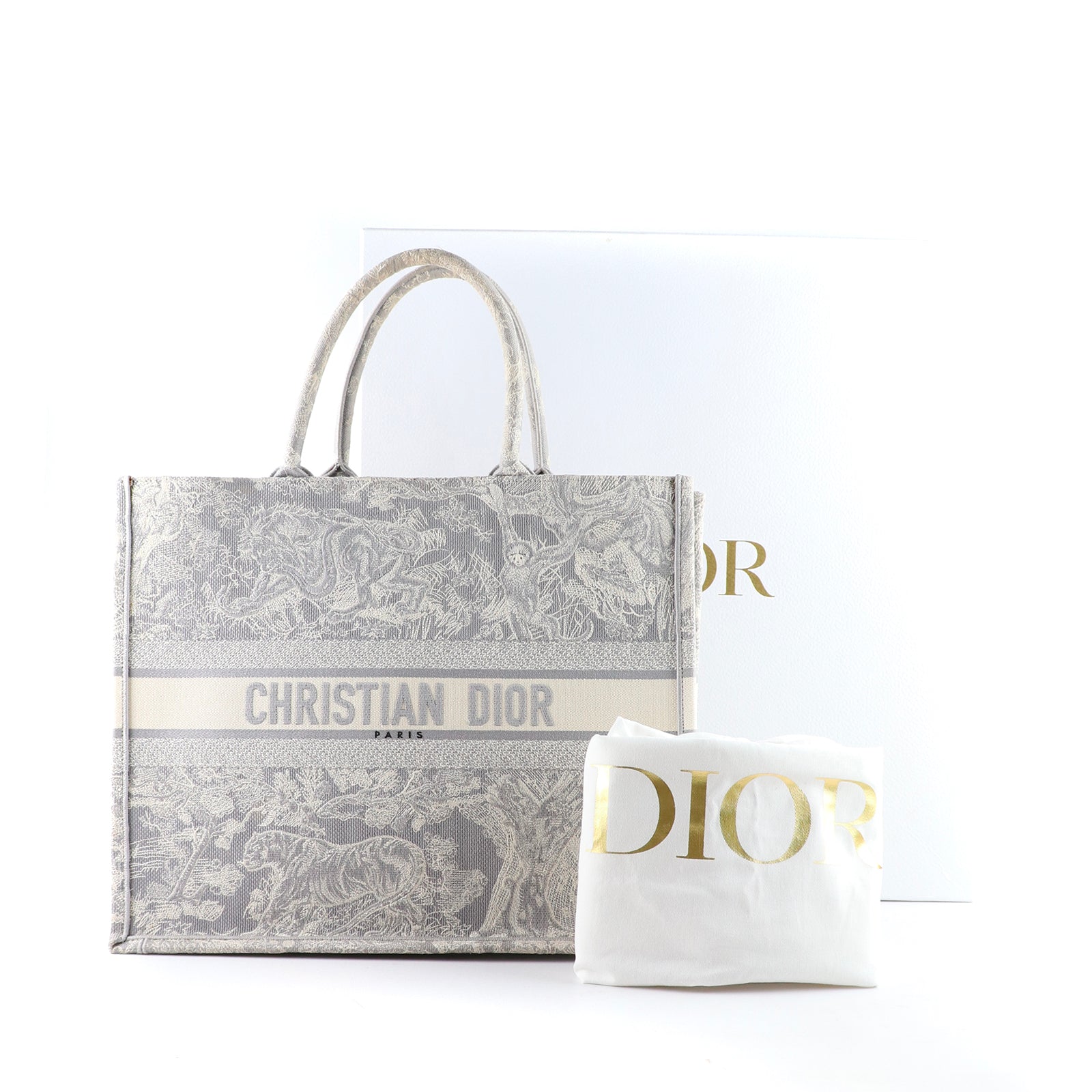DIOR - Book Tote Large Toile de Jouy grise