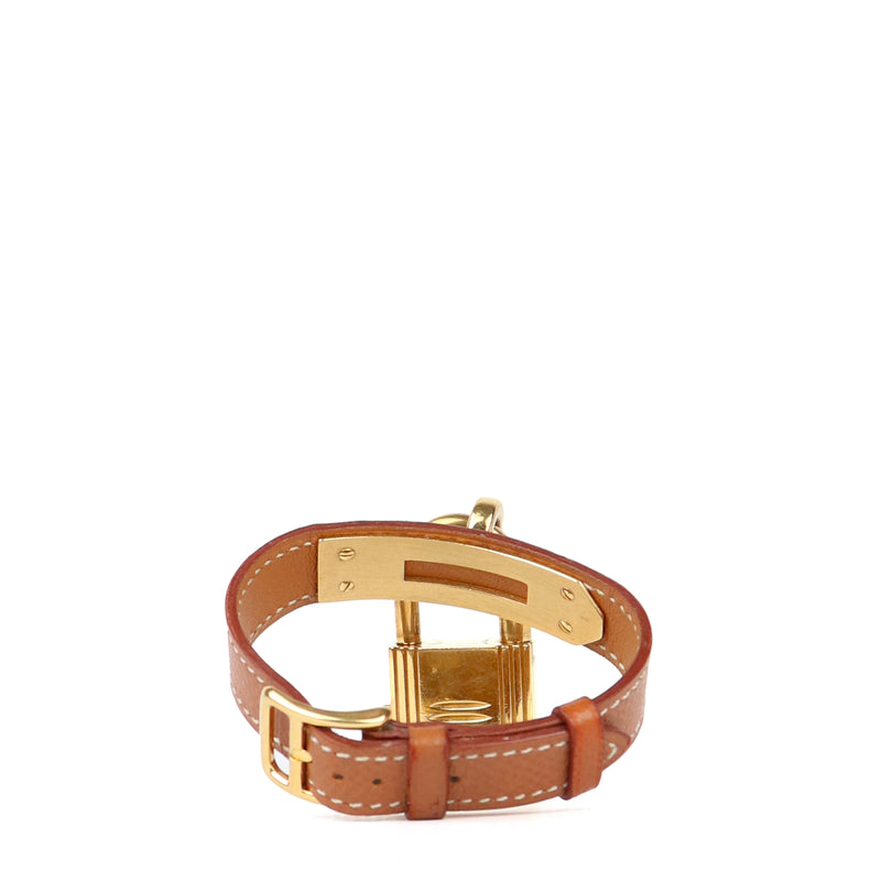 HERMÈS - Montre Kelly en cuir gold