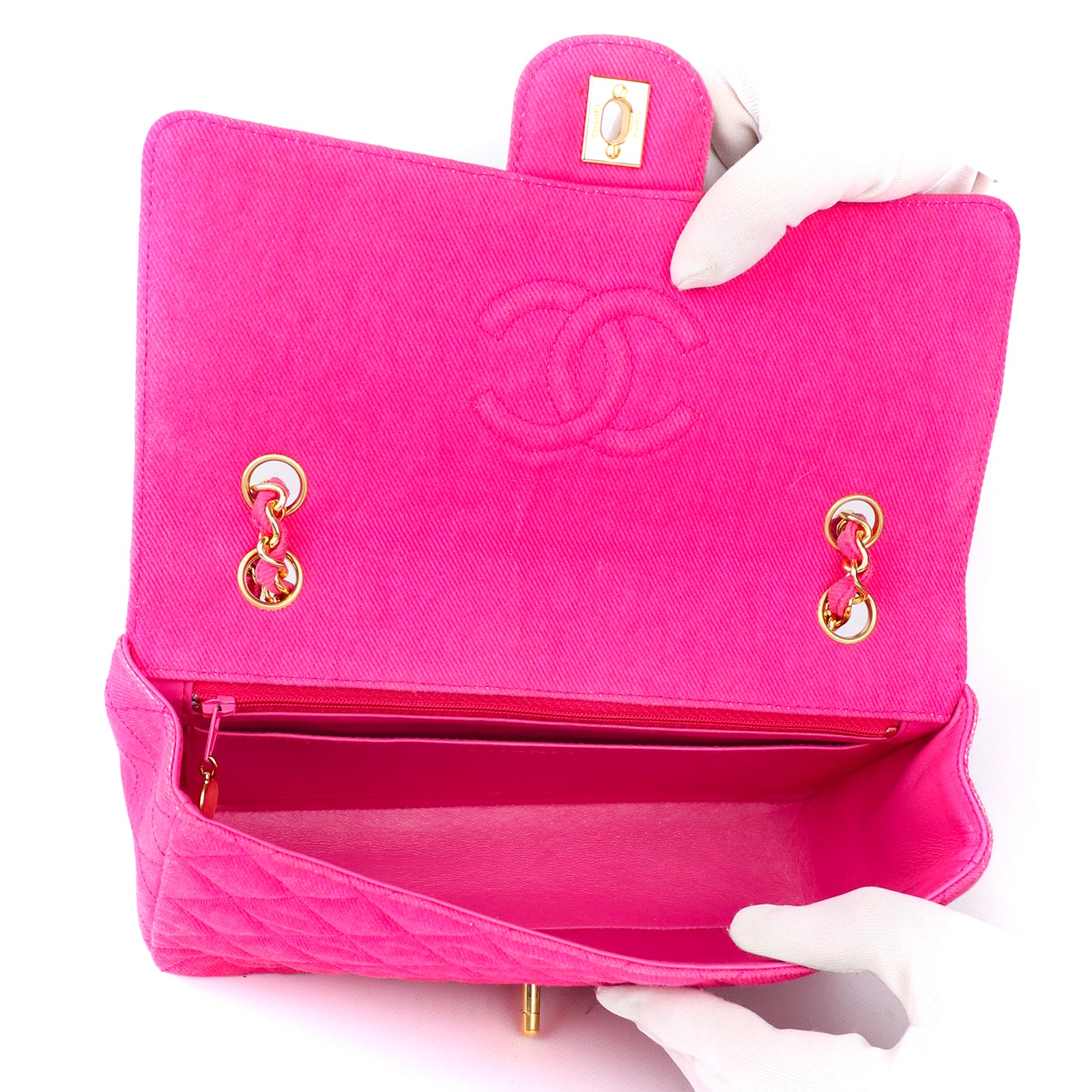 CHANEL - Sac à bandoulière Timeless en denim rose vintage