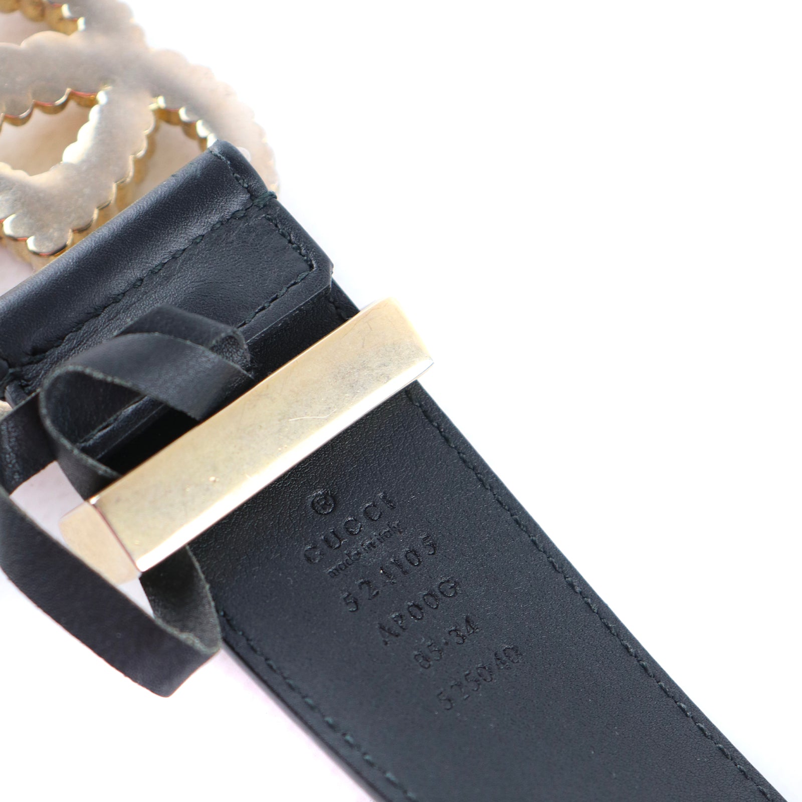 GUCCI - GG Buckle belt in black smooth leather (T85)