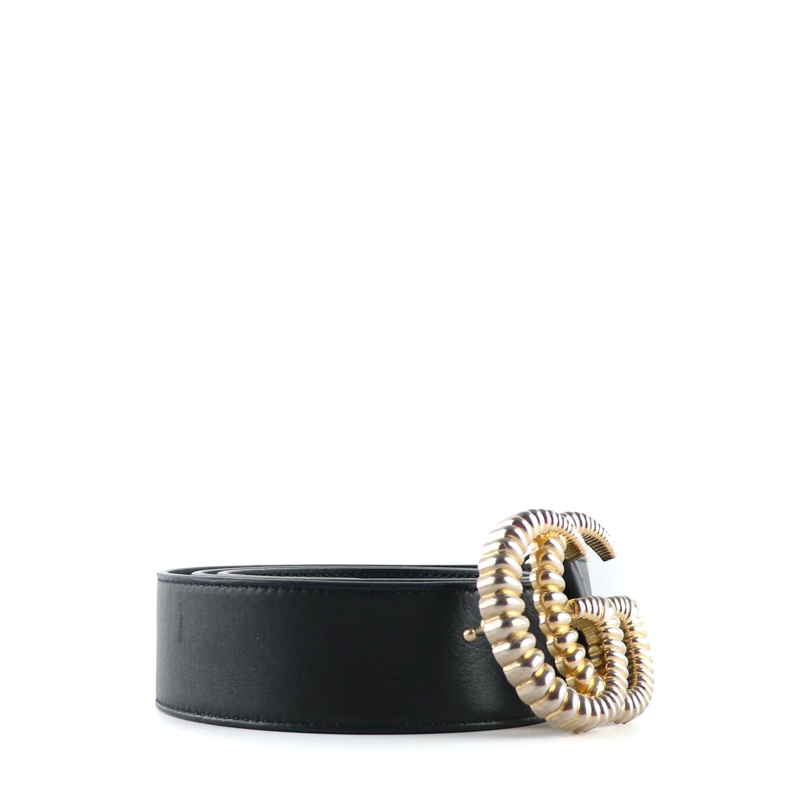GUCCI - GG Buckle belt in black smooth leather (T85)