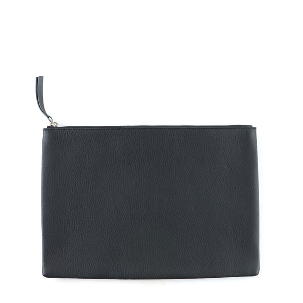 BALENCIAGA - Pochette en cuir grainé noir