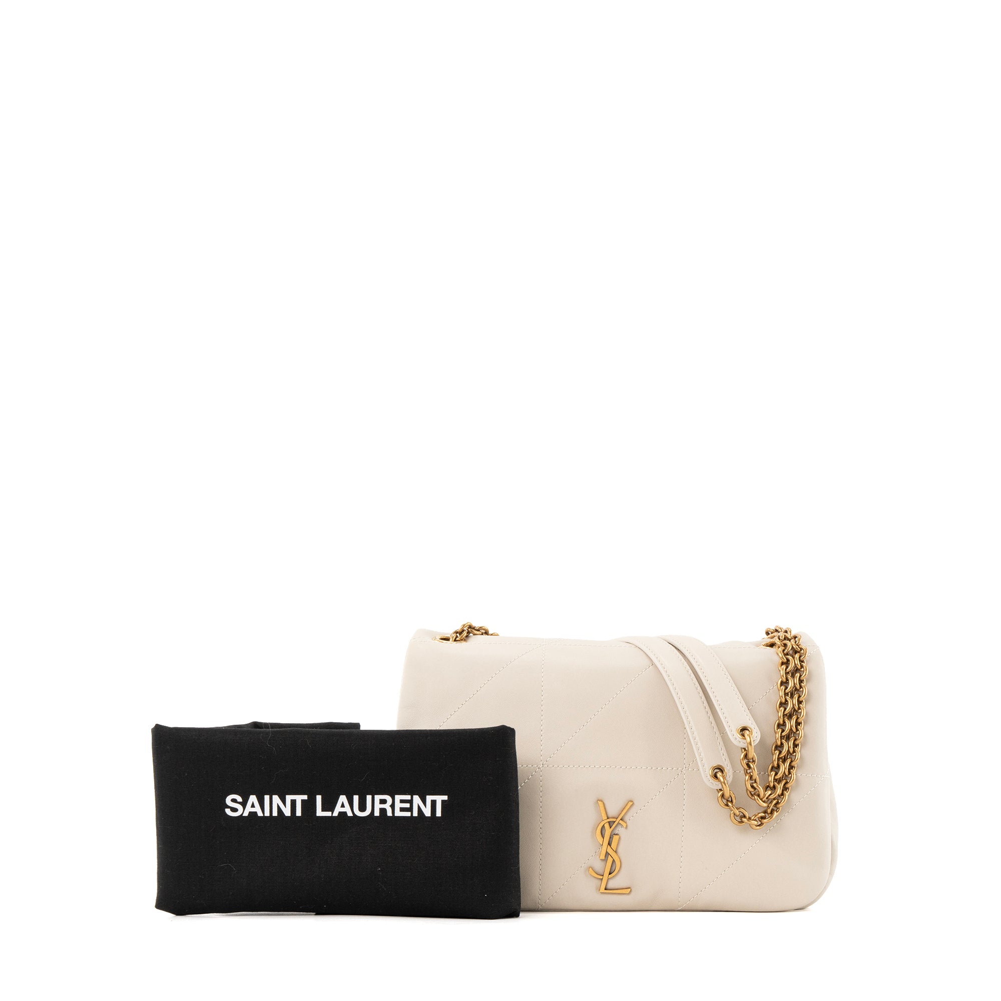 SAINT LAURENT - Sac à bandoulière Jamie Saint Laurent en cuir lisse beige