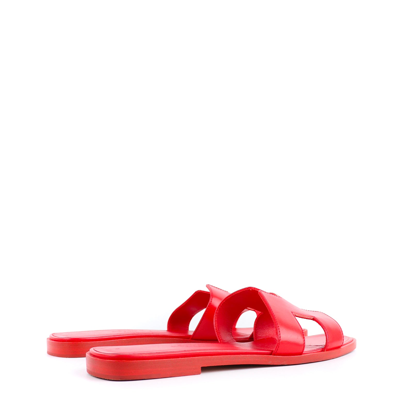 HERMÈS - Sandales Oran en cuir rouge (T37)