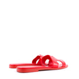 HERMÈS - Sandales Oran en cuir rouge (T37)