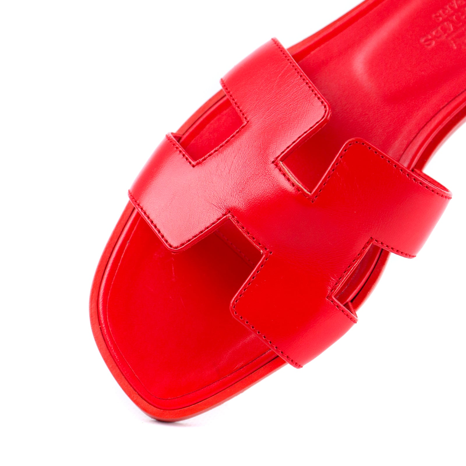 HERMÈS - Sandales Oran en cuir rouge (T37)