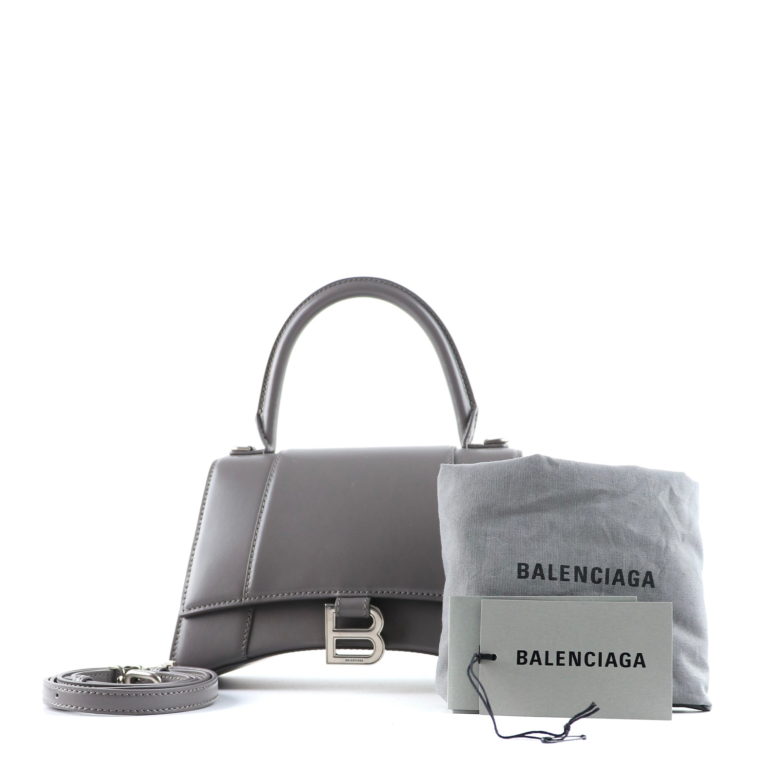 BALENCIAGA - Sac à bandoulière Hourglass en cuir gris