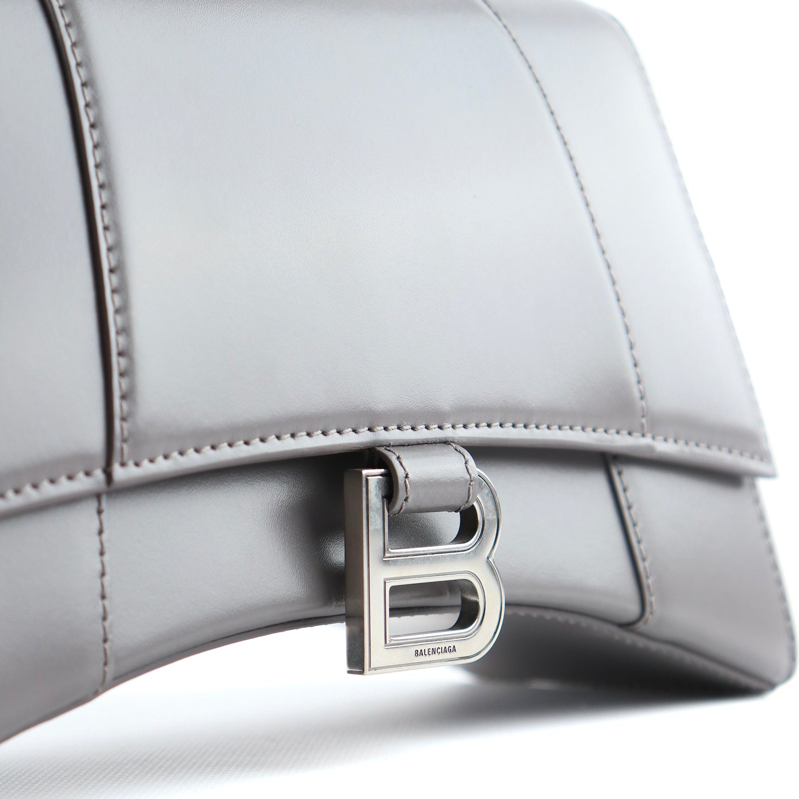BALENCIAGA - Sac à bandoulière Hourglass en cuir gris