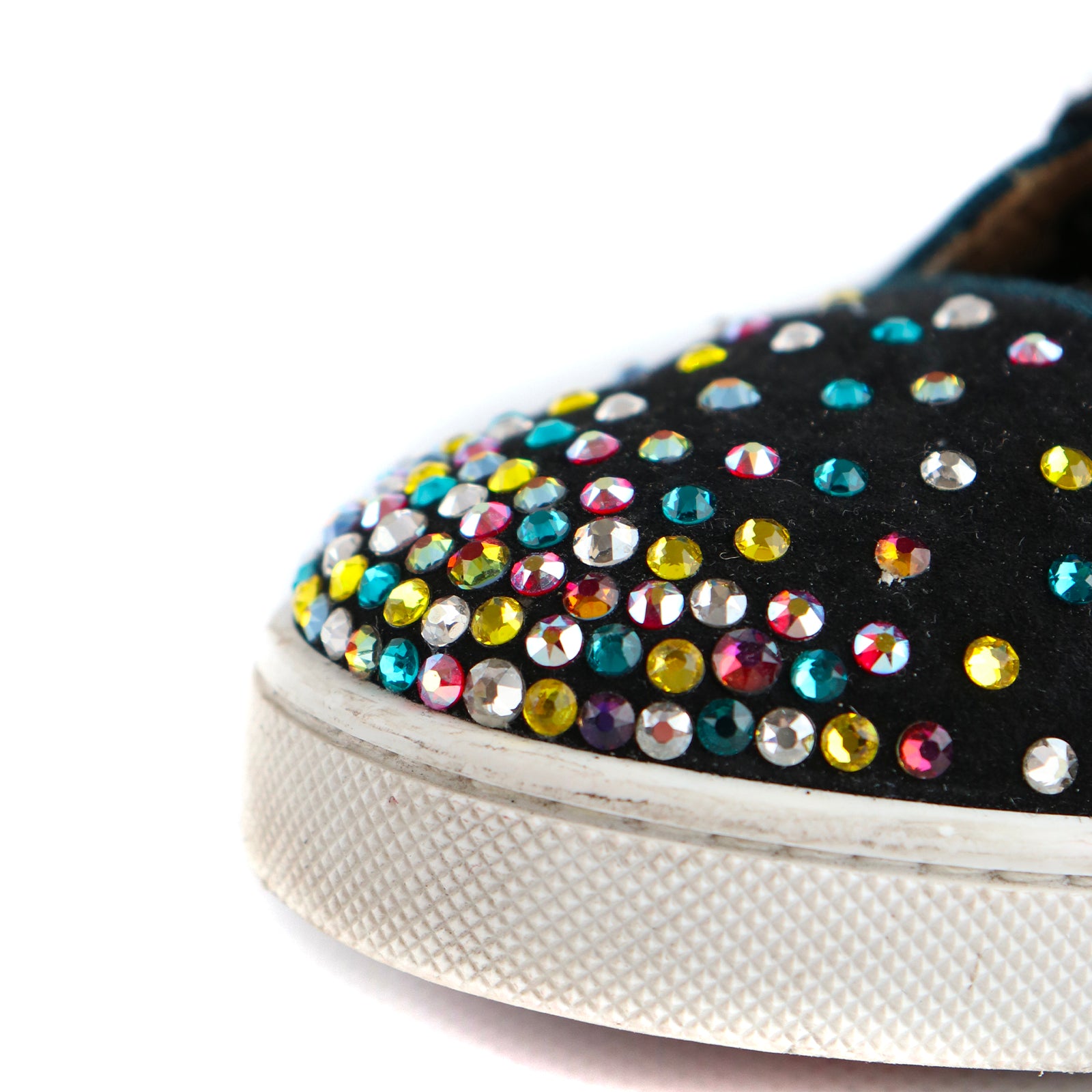 LOUBOUTIN - Sneakers montante Louis "On Fire" en daim et strass (T39,5)