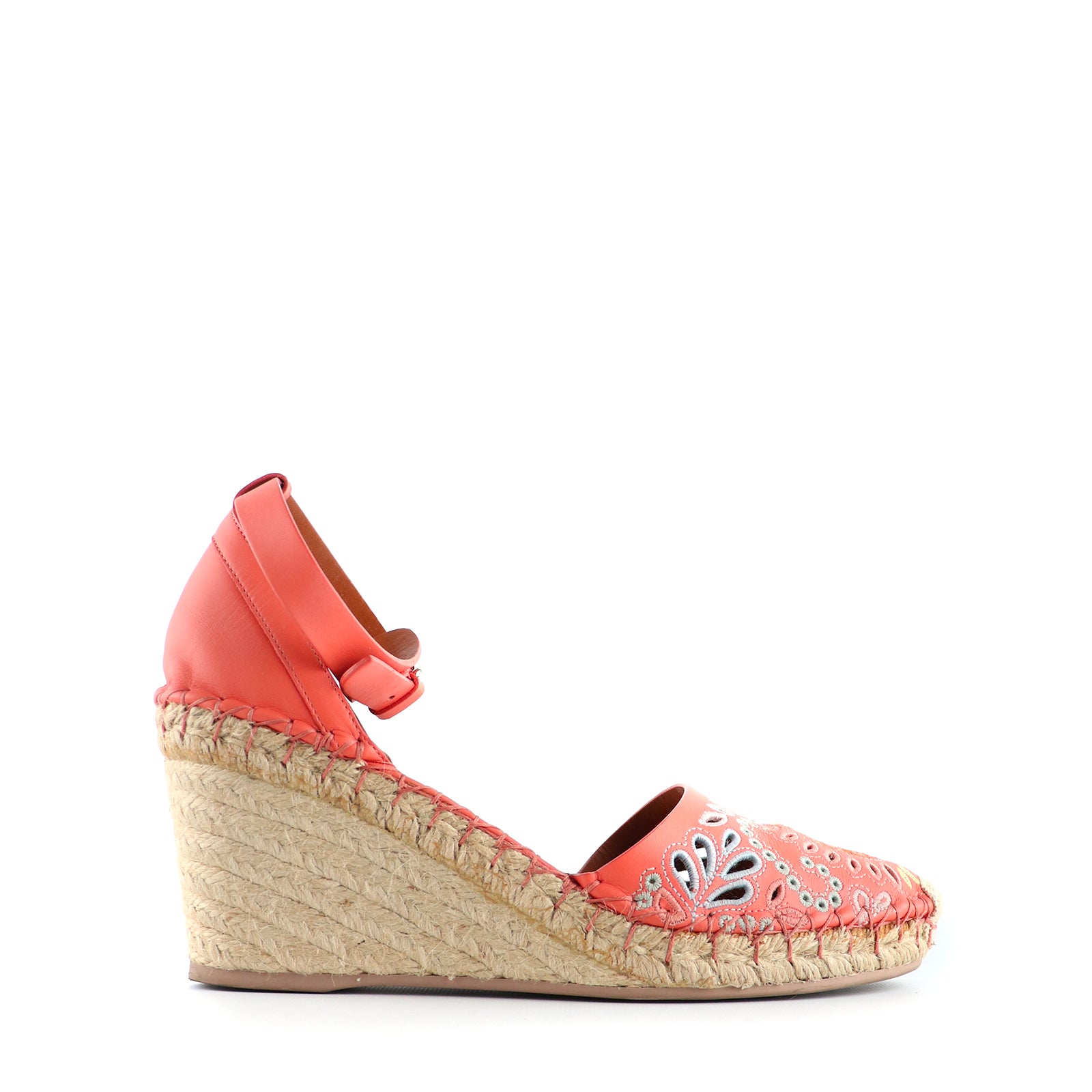 VALENTINO - Mandala leather wedge sandals (T39)