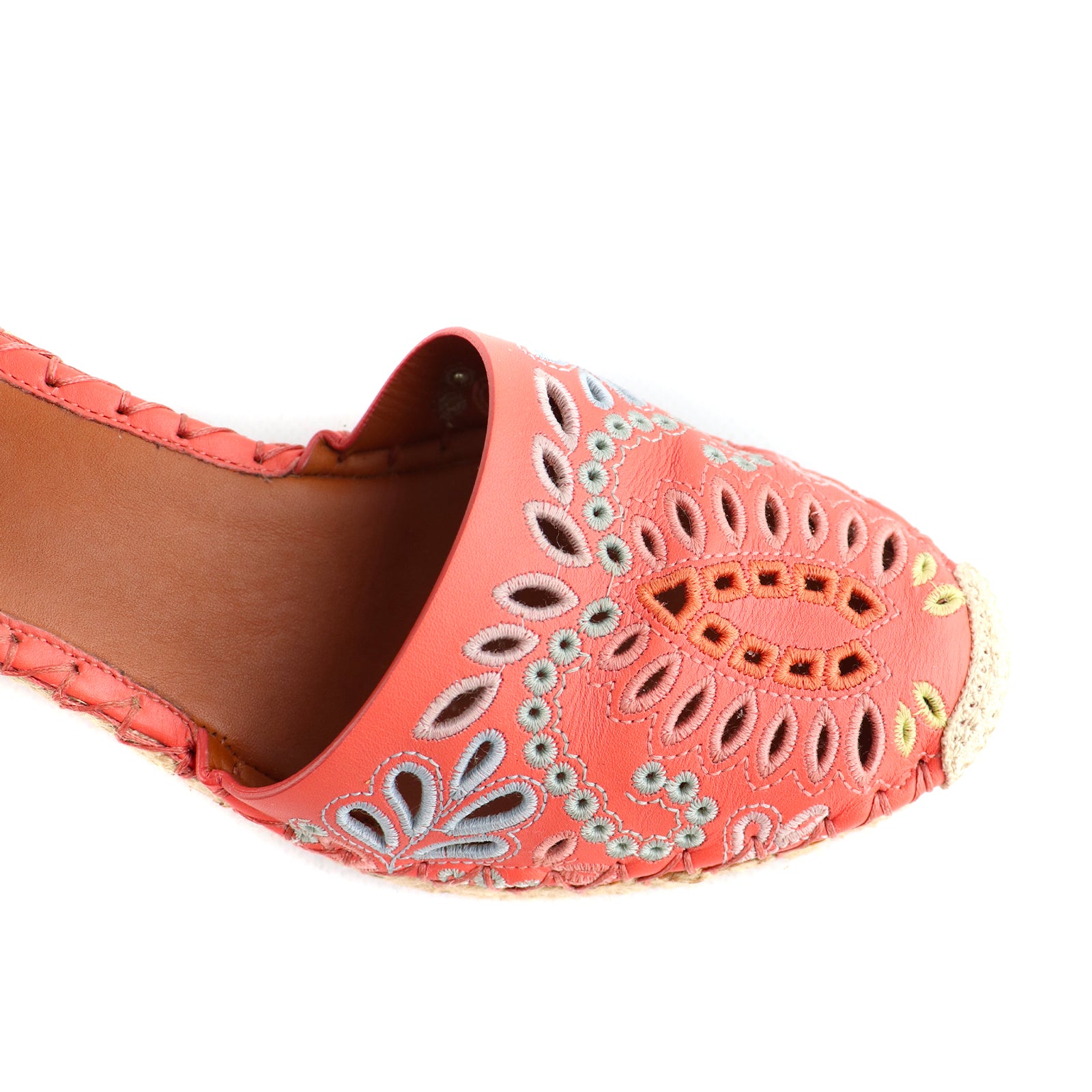 VALENTINO - Mandala leather wedge sandals (T39)