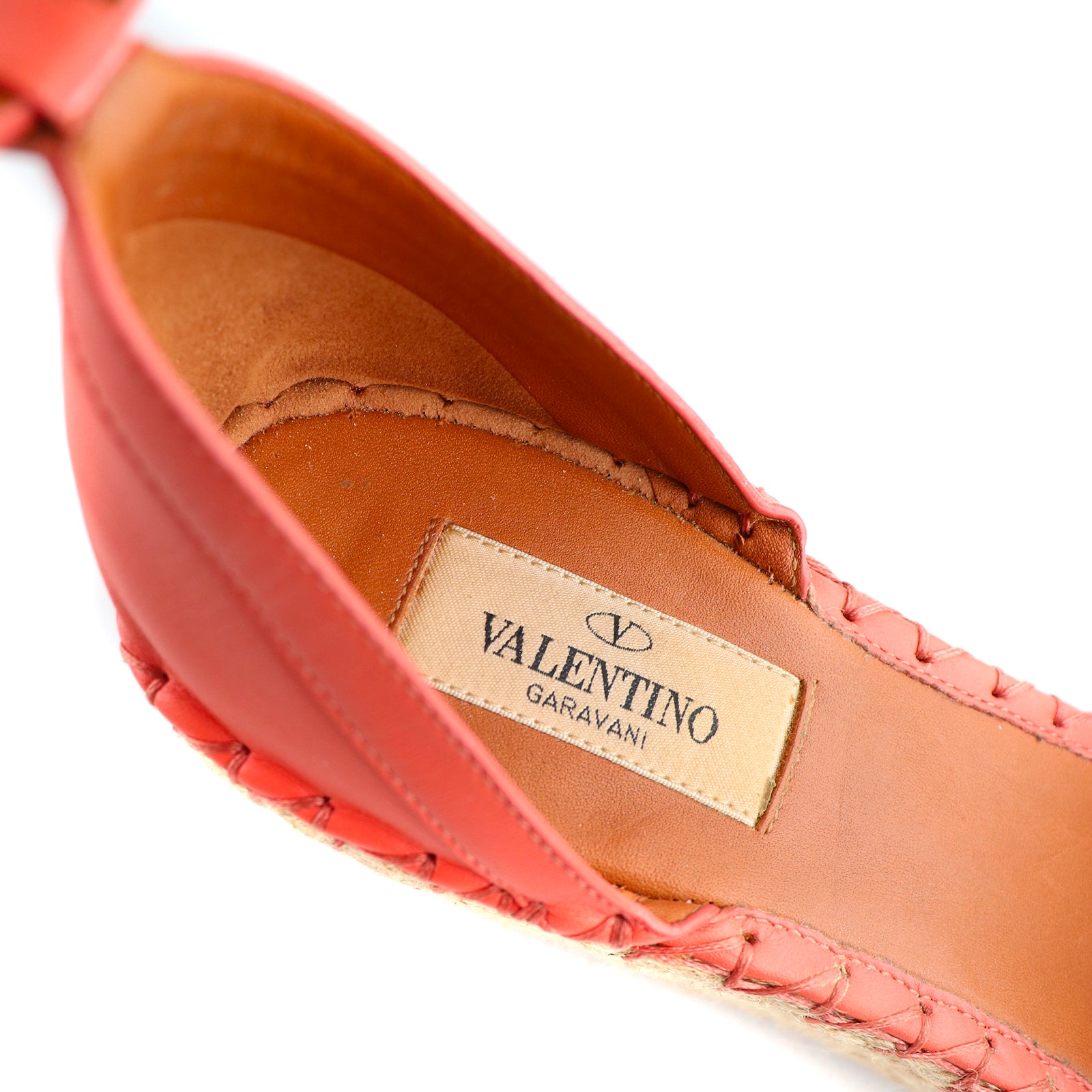 VALENTINO - Mandala leather wedge sandals (T39)