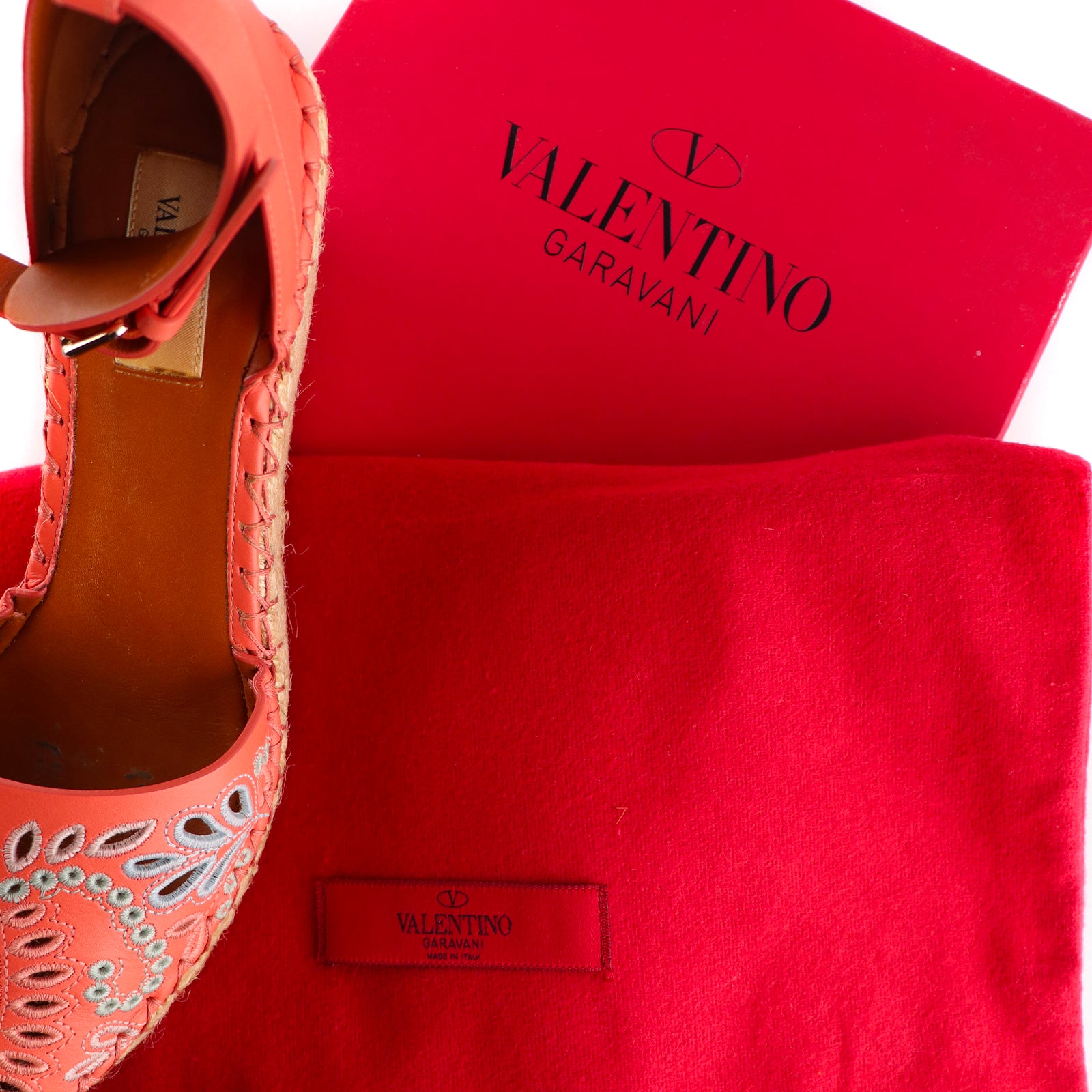 VALENTINO - Mandala leather wedge sandals (T39)