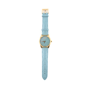 GUCCI - G-Timeless watch in blue GG-embossed leather