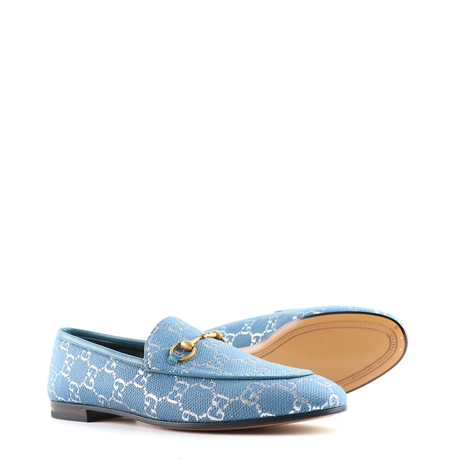 GUCCI - Jordaan loafers in blue canvas (T39.5)