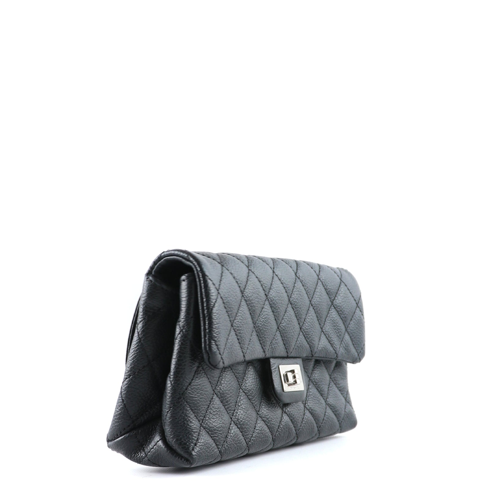 CHANEL - 2.55 fanny pack in black quilted grained leather