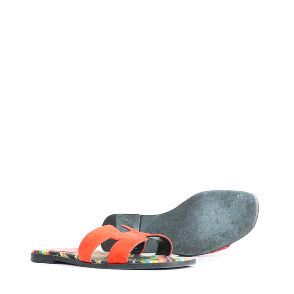 HERMÈS - Sandales Oran en daim rouge (T39)