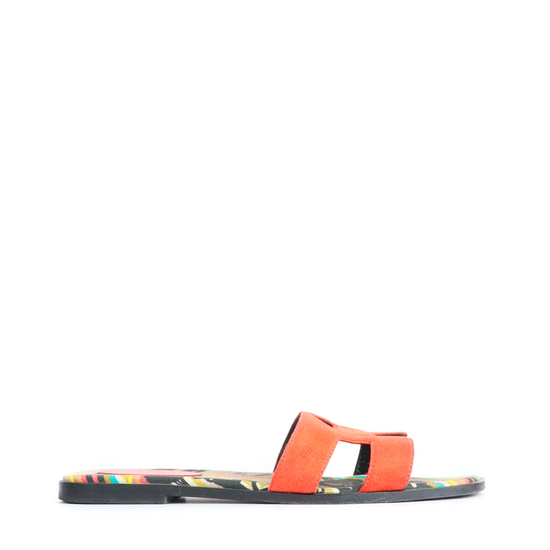 HERMÈS - Sandales Oran en daim rouge (T39)