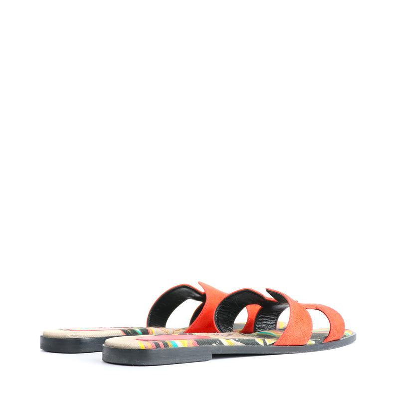 HERMÈS - Sandales Oran en daim rouge (T39)