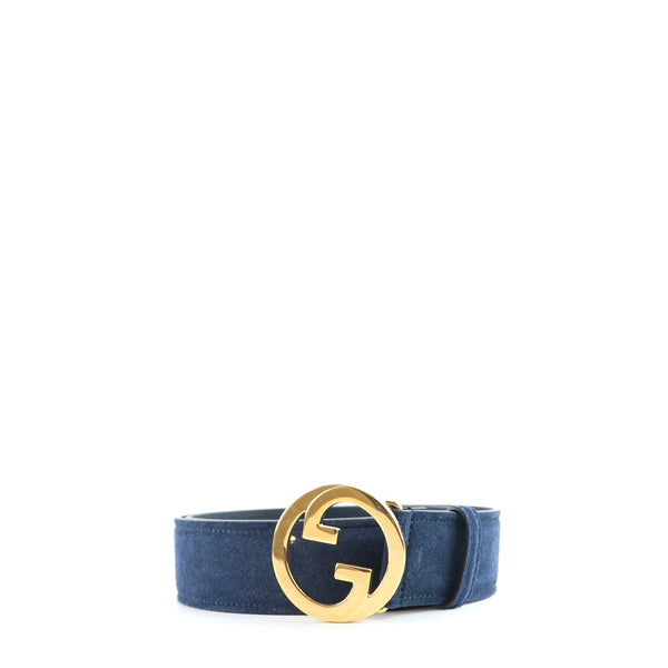 GUCCI - Ceinture GG Blondie en daim bleu nuit (T80)