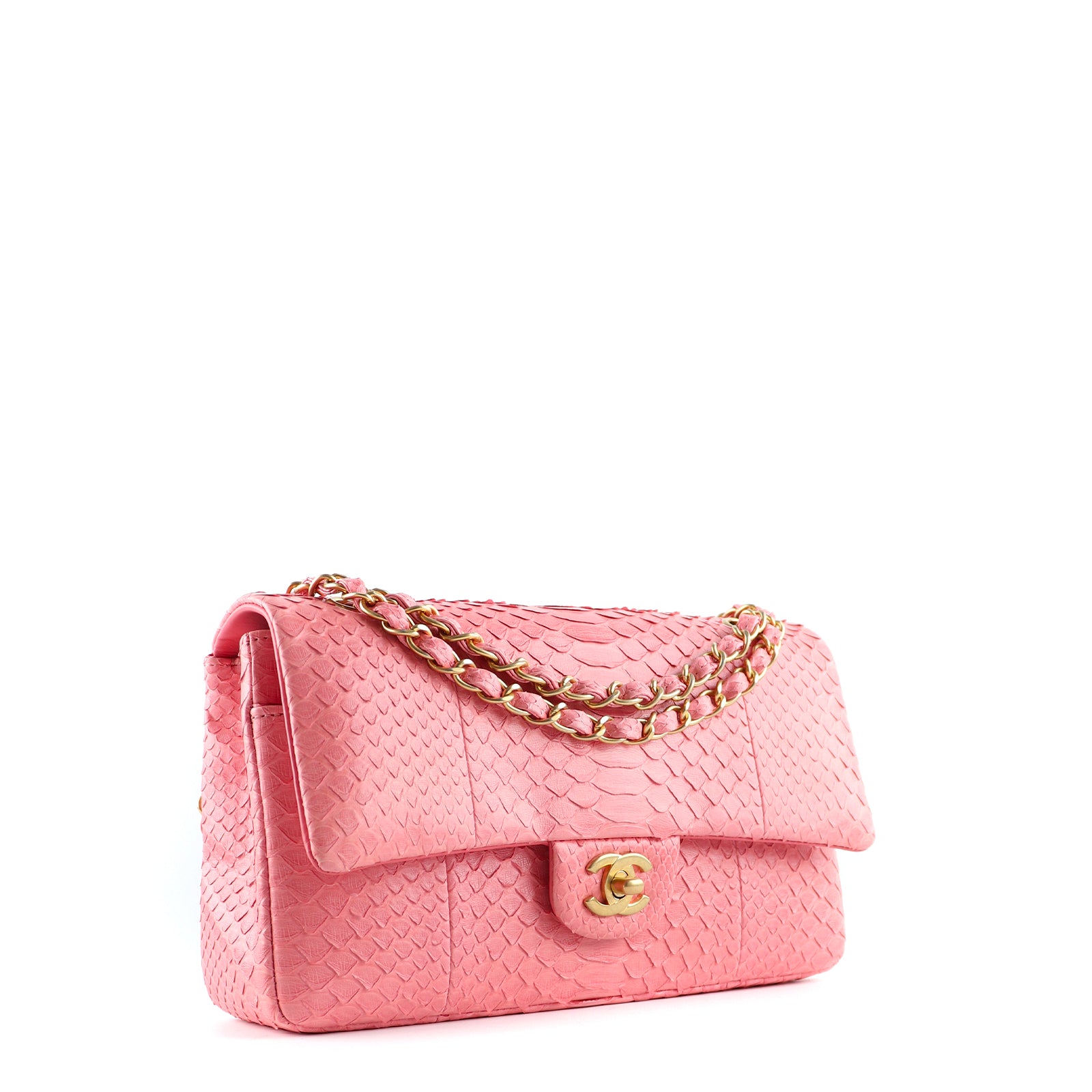 CHANEL - Sac à main Timeless medium en python rose